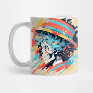 skull wearing a straw hat, Mug